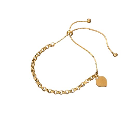 Elegant gold bracelet featuring a heart charm, ideal for adding a touch of glamour.