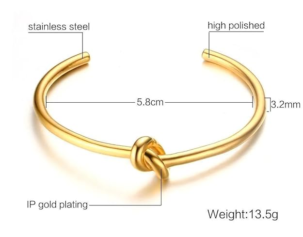 Add a touch of luxury to your outfit with this stunning gold cuff bracelet featuring a stylish knot design.