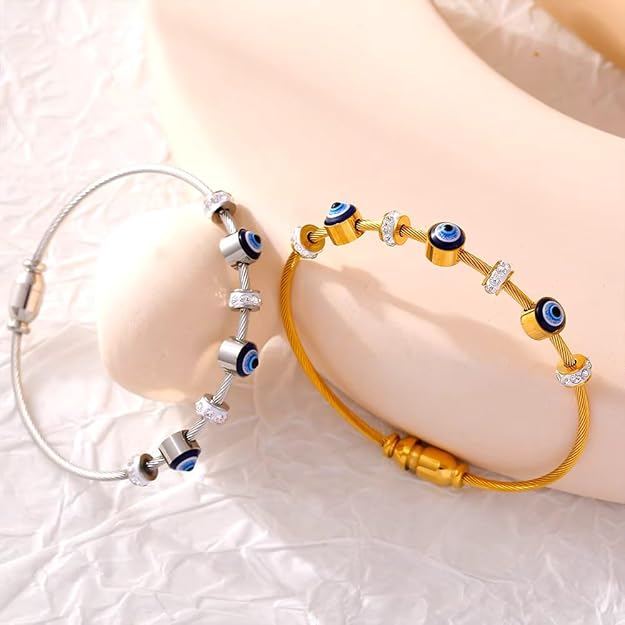 Silver Evil Eye Bracelet Bangle