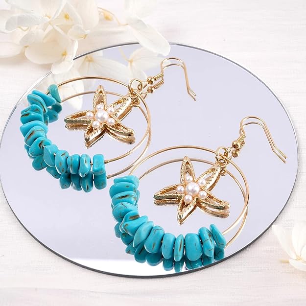 Stylish gold starfish earrings, a chic addition to your jewelry collection.