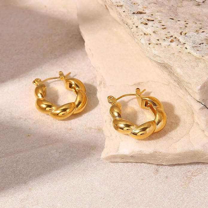 Stylish gold plated hoops, a must-have accessory.