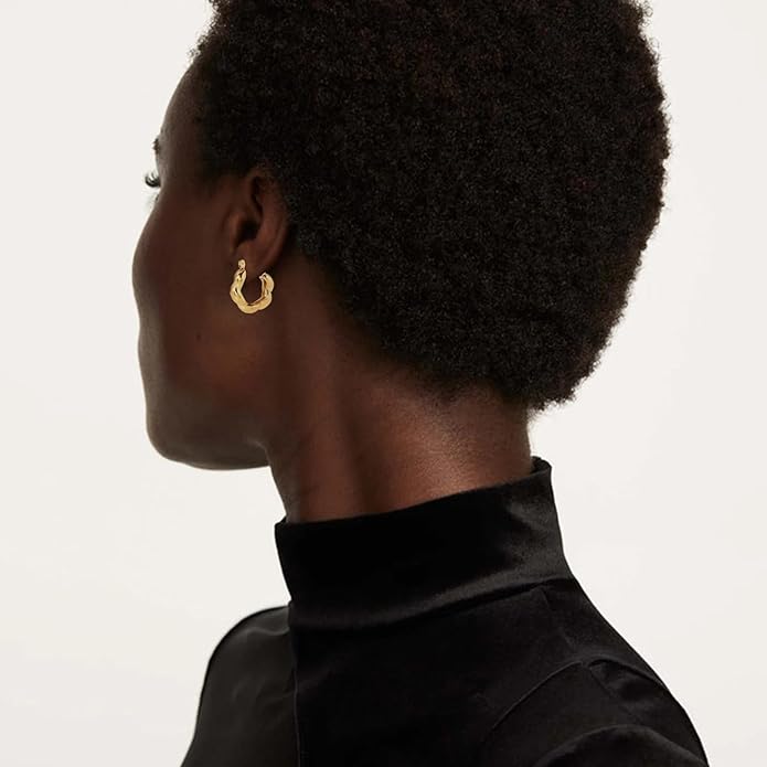 Chic gold plated hoop earrings, adding a touch of glamour.