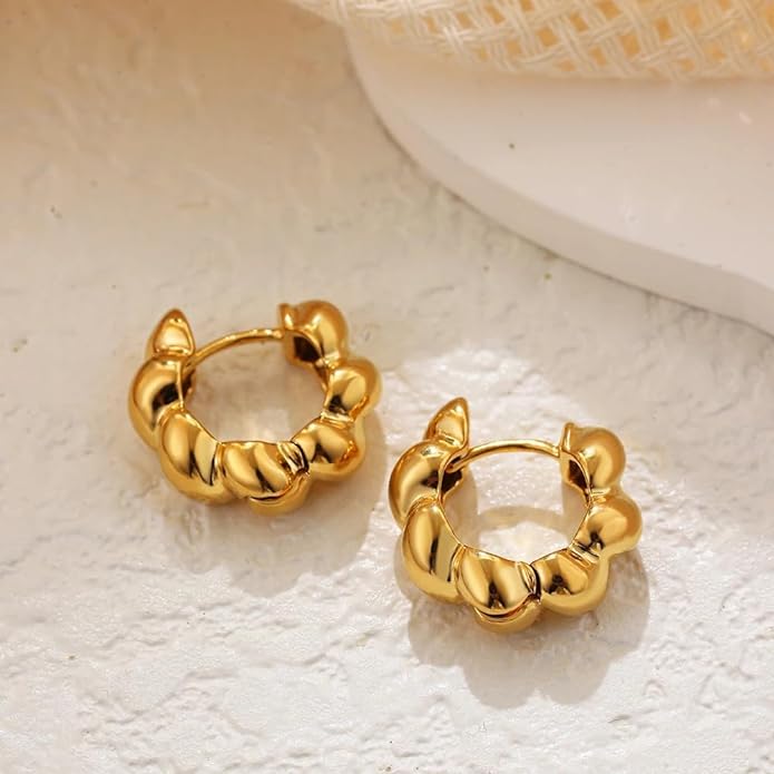 Classic gold plated hoops, timeless and versatile.