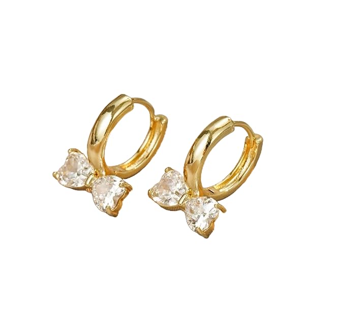 Elegant gold plated earrings featuring sparkling white crystals, ideal for a sophisticated look.