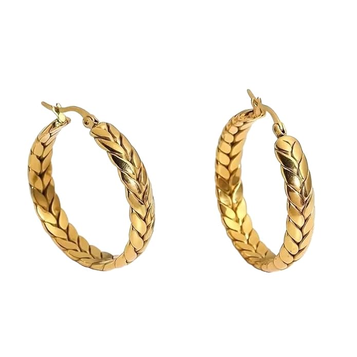 Shiny gold plated hoop earrings, ideal for both casual and formal occasions.