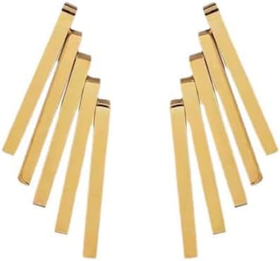  Stylish gold plated earrings crafted from thin metal strips, perfect for any occasion.