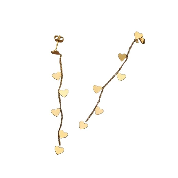 Elegant gold heart earrings featuring delicate charms, ideal for a sophisticated look.