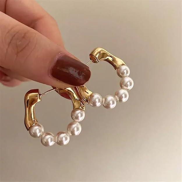 Sophisticated pearl hoop earrings, a beautiful addition to any jewelry collection.