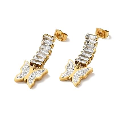 Gorgeous butterfly earrings in gold with shimmering diamonds.