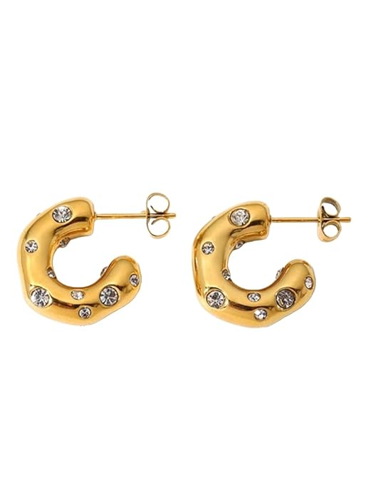  Luxe gold plated earrings with stunning diamond accents, ideal for a sophisticated and chic look.