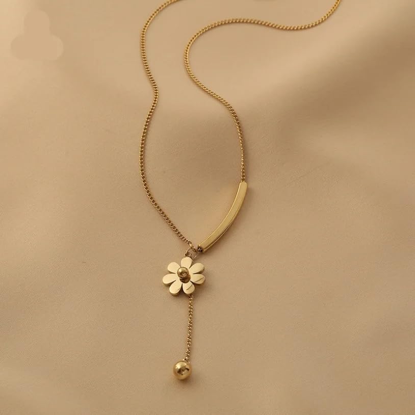 Daisy Flower Tassel Drop Necklace