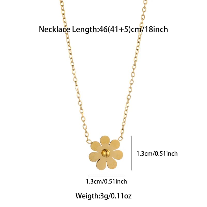 Stylish gold necklace with tiny flower accent.