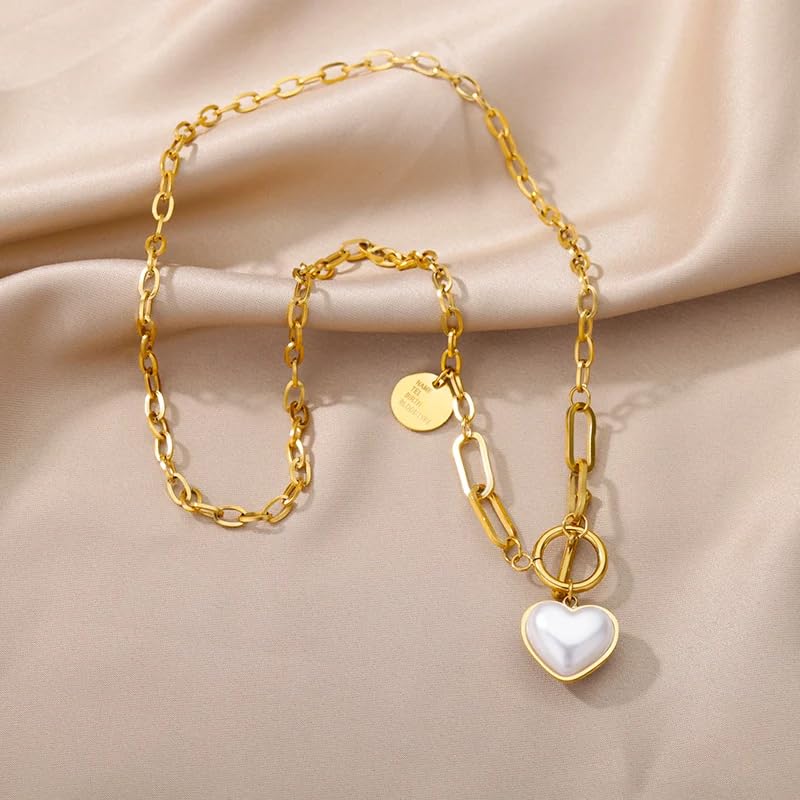 Pearl Heart Drop Necklace