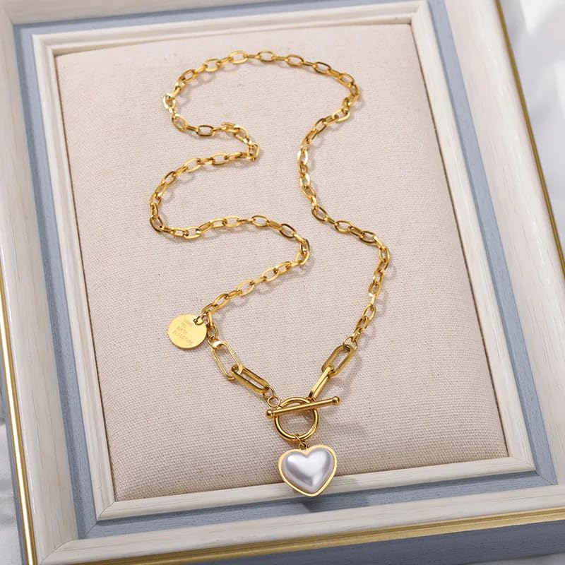 Pearl Heart Drop Necklace