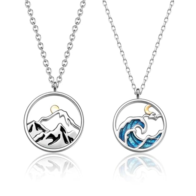 Mountains and Ocean Wave Chain Necklace
