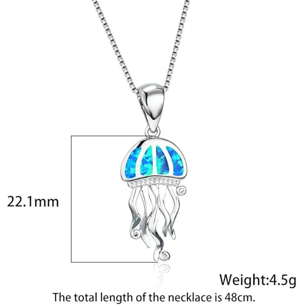 Unique jellyfish pendant with a beautiful blue shell design, a great gift for nature enthusiasts.