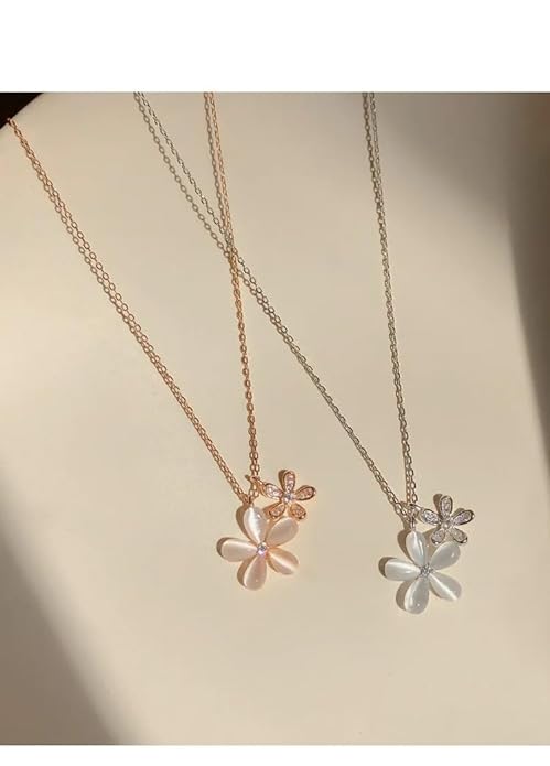 Elegant silver necklace featuring a charming flower design, ideal for everyday wear.