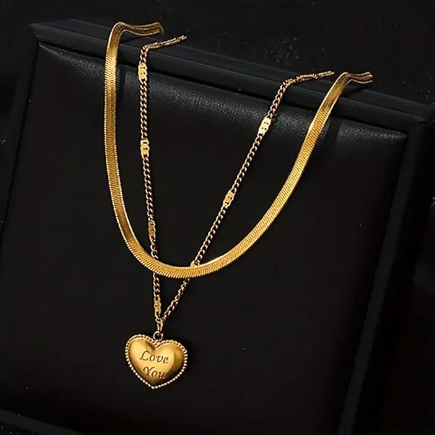 Savannah Heart Pendant Double Layer Necklace