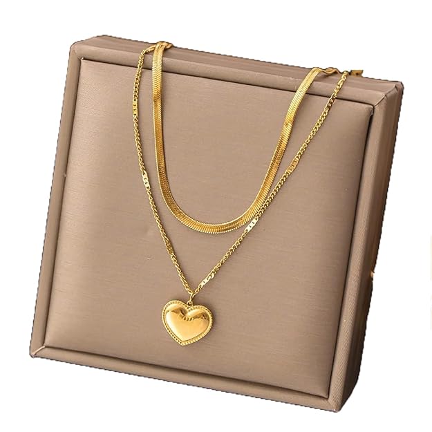 Savannah Heart Pendant Double Layer Necklace