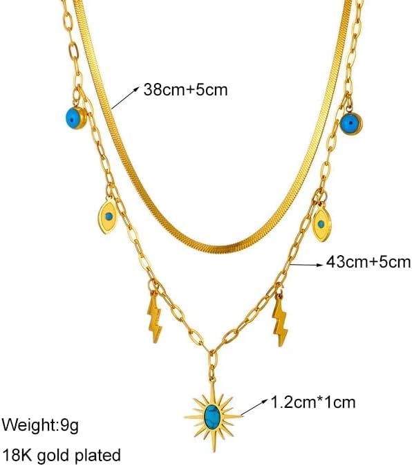 Boho Evil Eye Charms Double Layer Necklace