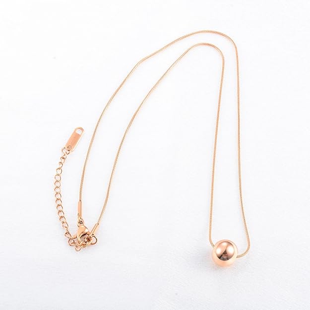 Simplicity Metal Ball Rose Gold Necklace For Women