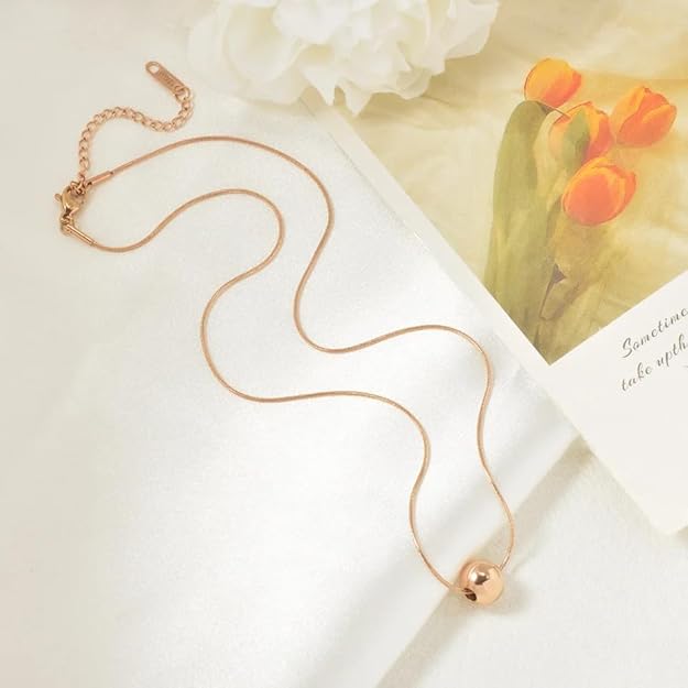 Simplicity Metal Ball Rose Gold Necklace For Women