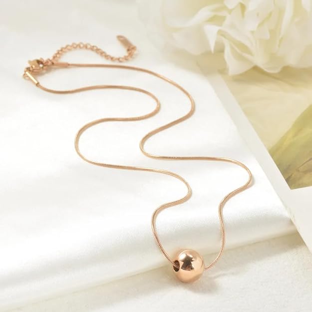 Simplicity Metal Ball Rose Gold Necklace For Women