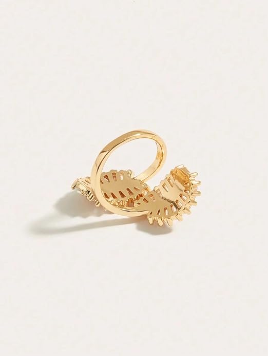 Gold plated ring with leaf design, elegant and nature-inspired jewelry piece.