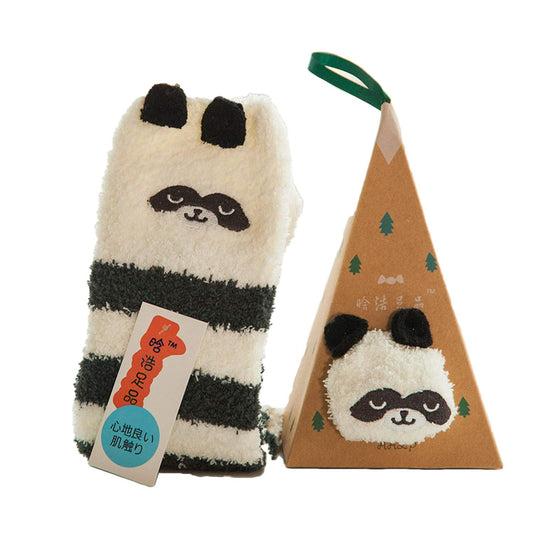 Cute panda face socks, perfect for adding a playful touch to your outfit and keeping your feet cozy.