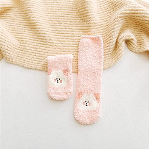 Two pairs of socks featuring a cute pink bear design, perfect for adding a playful touch to your outfit.