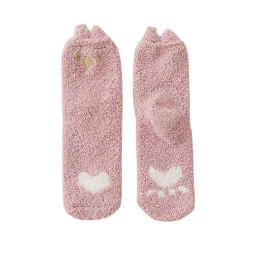 A pair of pink socks adorned with red hearts, showcasing a playful and cheerful design.