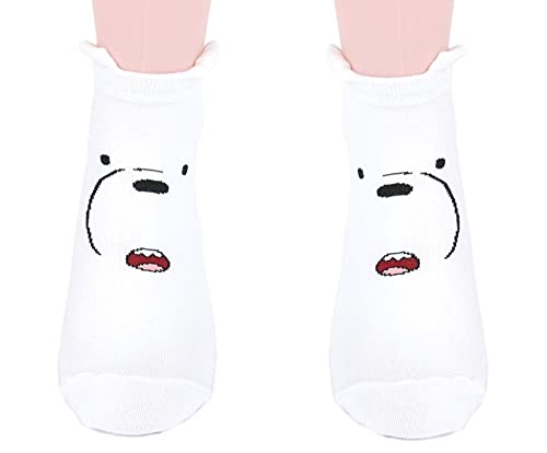 A pair of cozy white socks featuring a cute bear design, perfect for keeping your feet warm and stylish.
