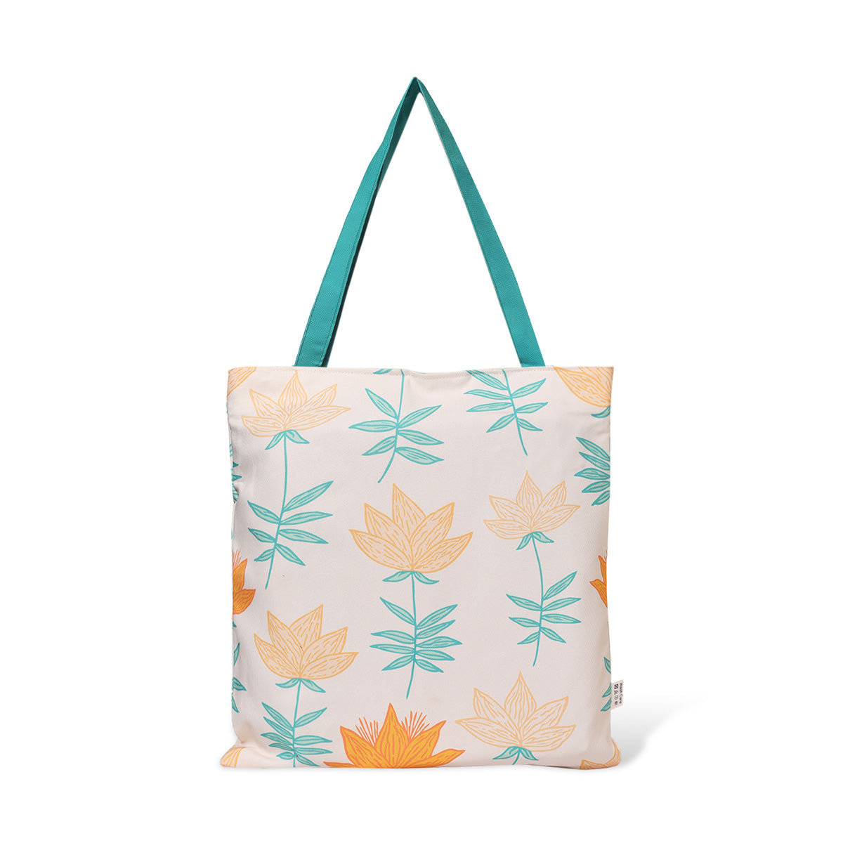  Stylish tote bag adorned with a beautiful floral design, a chic accessory for any outfit.