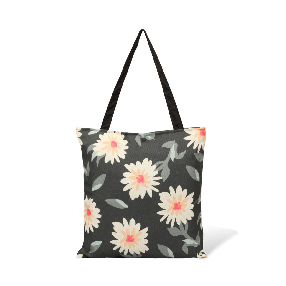 Fashionable tote bag with a colorful floral print, a must-have accessory for any outfit.