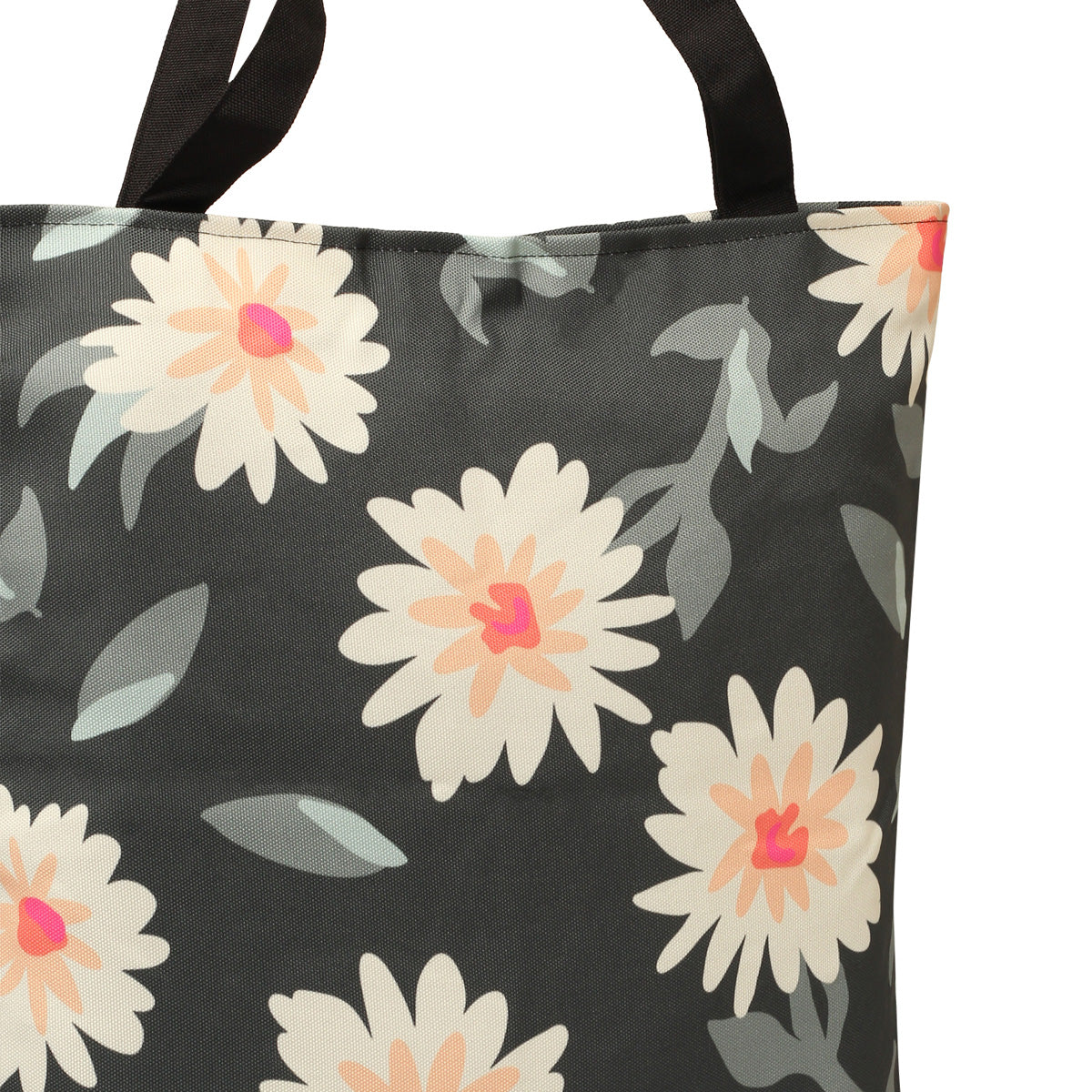 Stylish tote bag adorned with a vibrant floral design, ideal for adding a pop of color to any outfit.