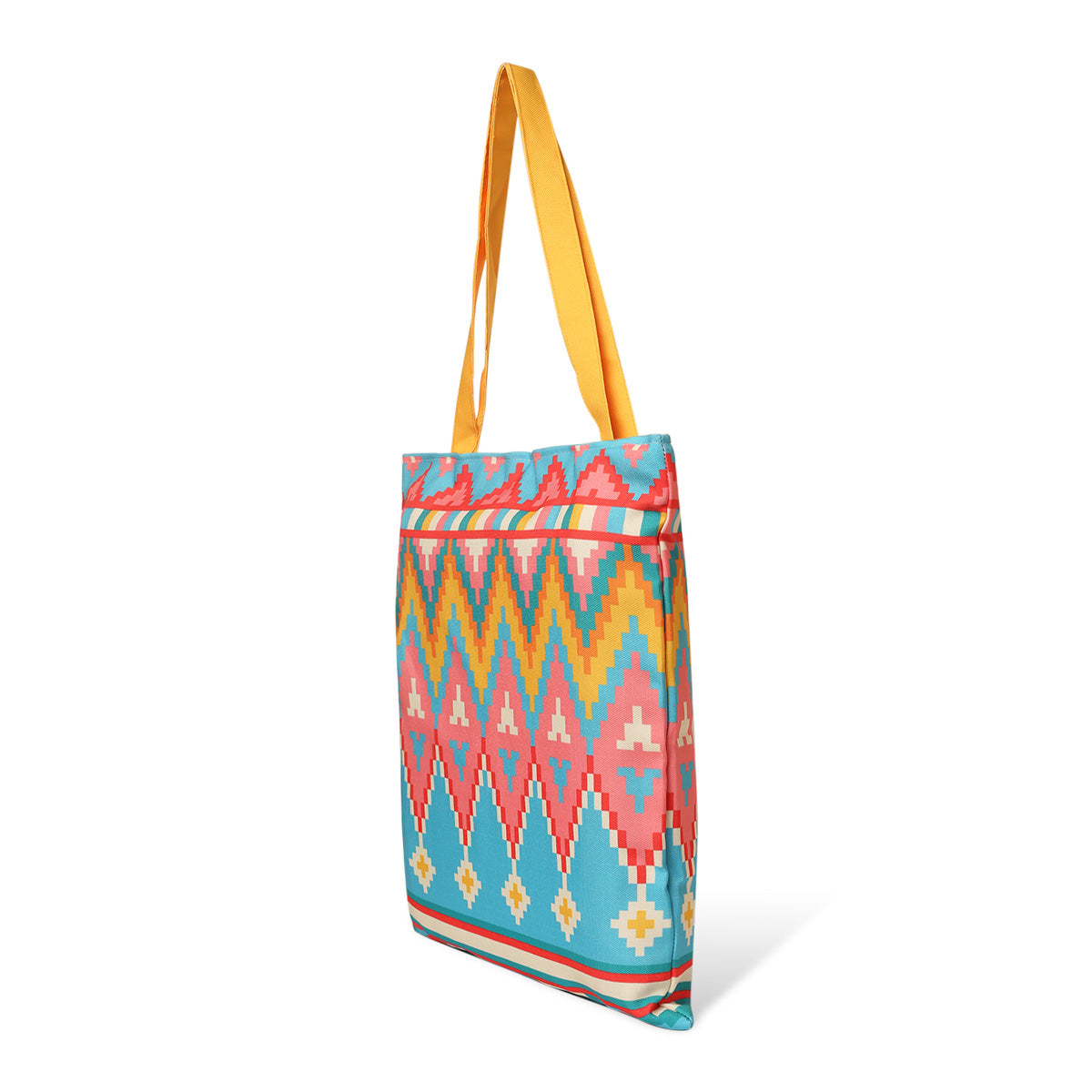  A lively tote bag adorned with fashionable sunglasses, perfect for adding flair to your summer outings.