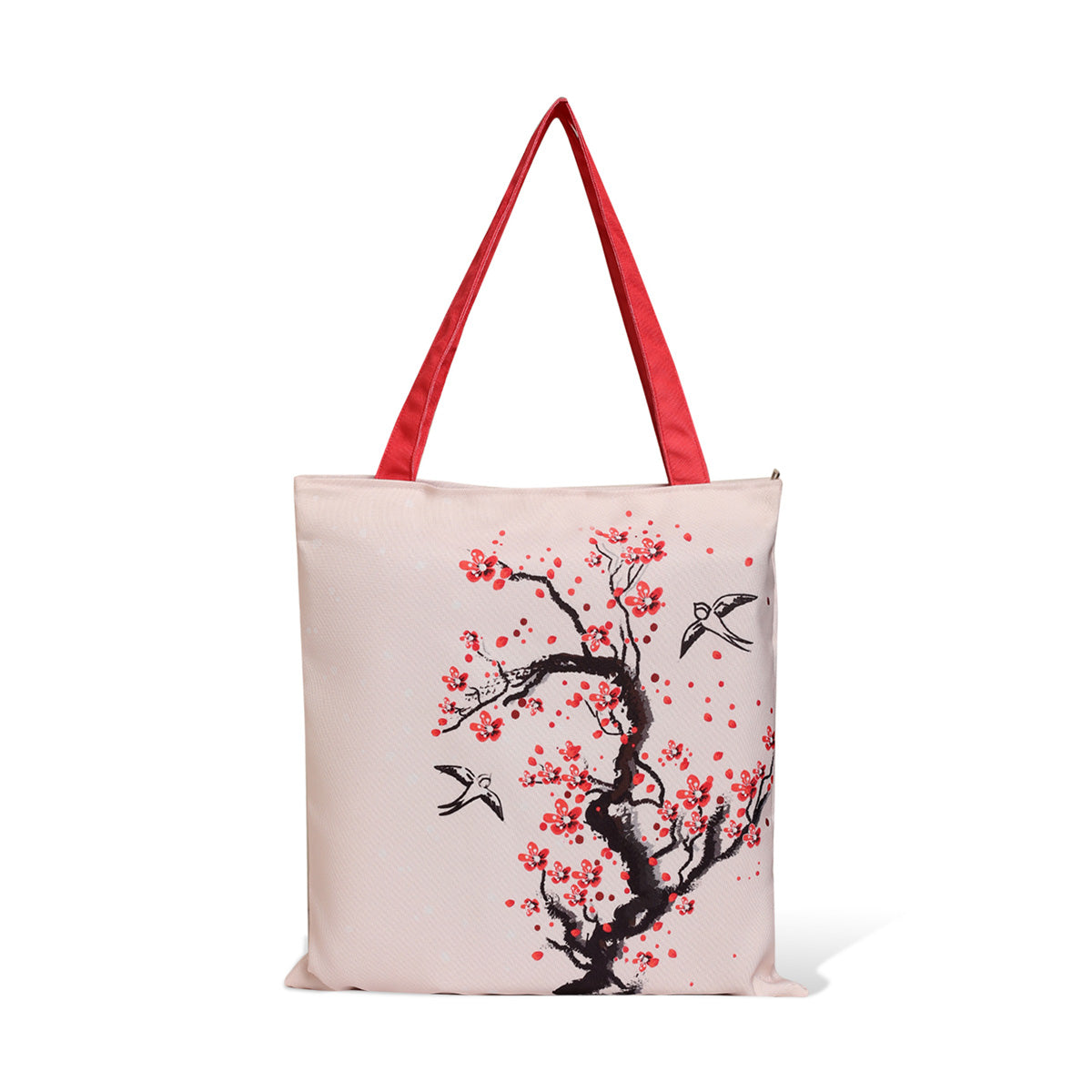 Bird and cherry blossom design tote bag, a fashionable and functional accessory for everyday use.