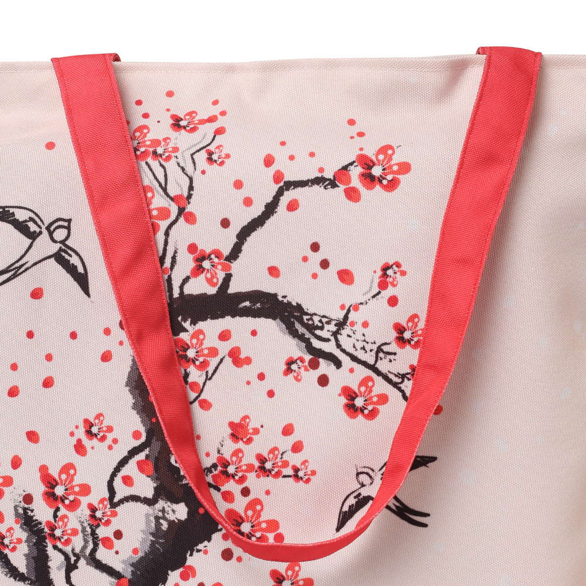 A stylish tote bag featuring a delicate cherry blossom design, perfect for spring outings and everyday use.