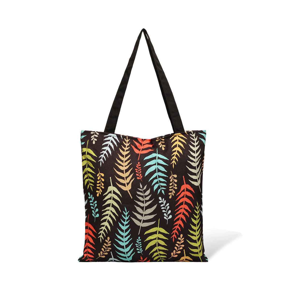 A tote bag adorned with colorful foliage.