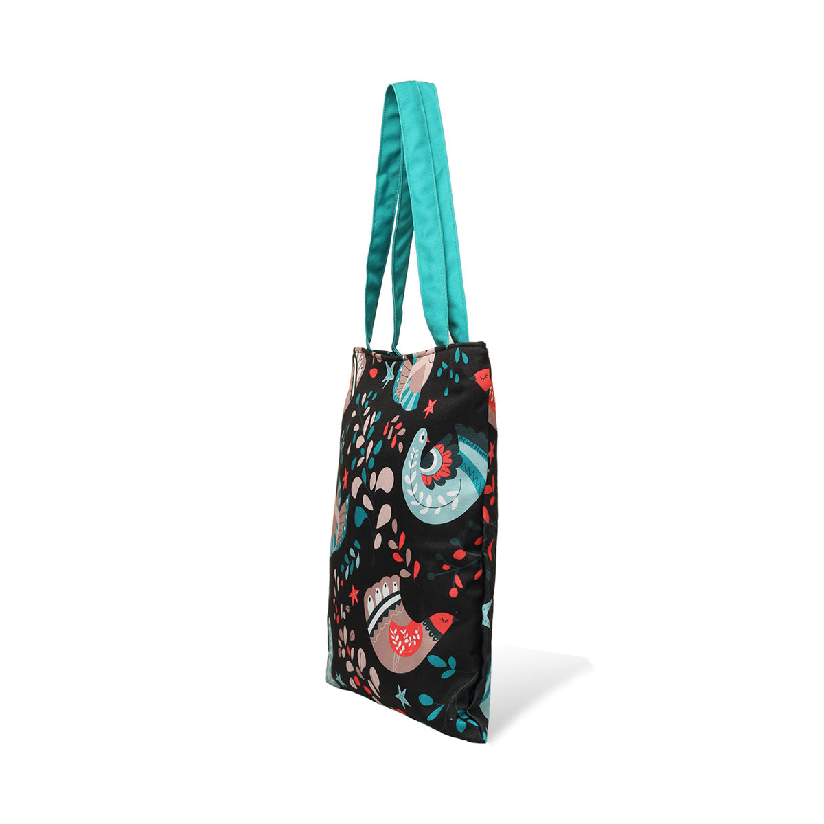  Fashionable tote bag with bright flowers, a chic accessory for any occasion.