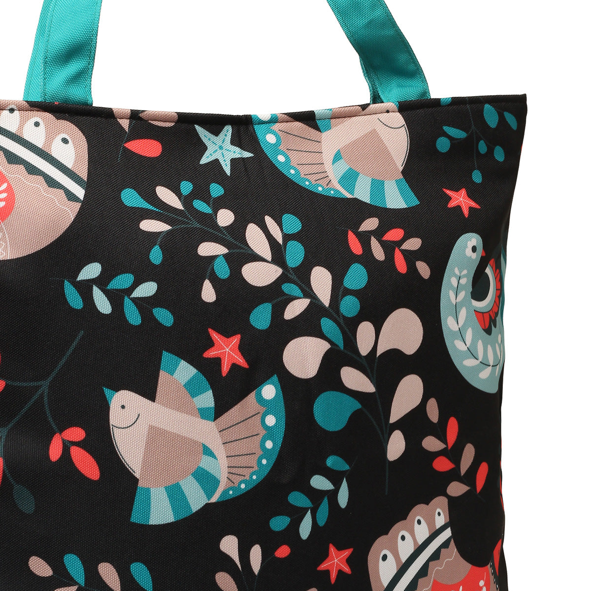 Trendy tote bag adorned with colorful flowers, a must-have for fashion lovers.