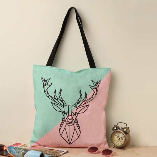 A stylish tote bag featuring a detailed deer design, perfect for nature enthusiasts and everyday use.