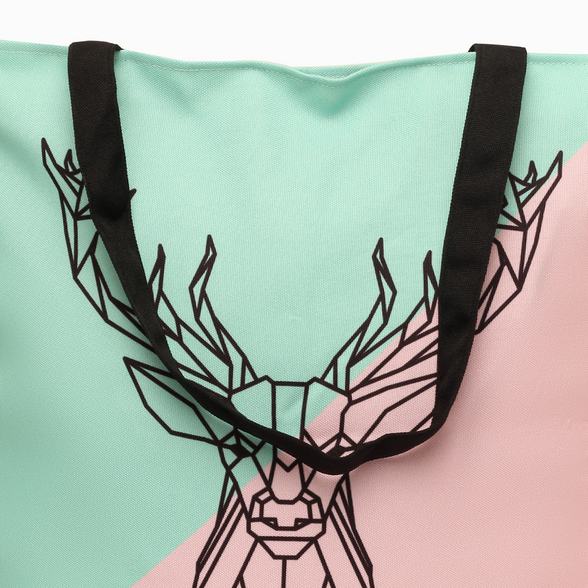 A tote bag featuring a deer head design, perfect for nature lovers and wildlife enthusiasts.