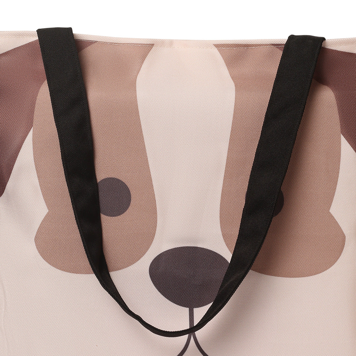  Dog-themed tote bag in brown and white colors, ideal for everyday use.