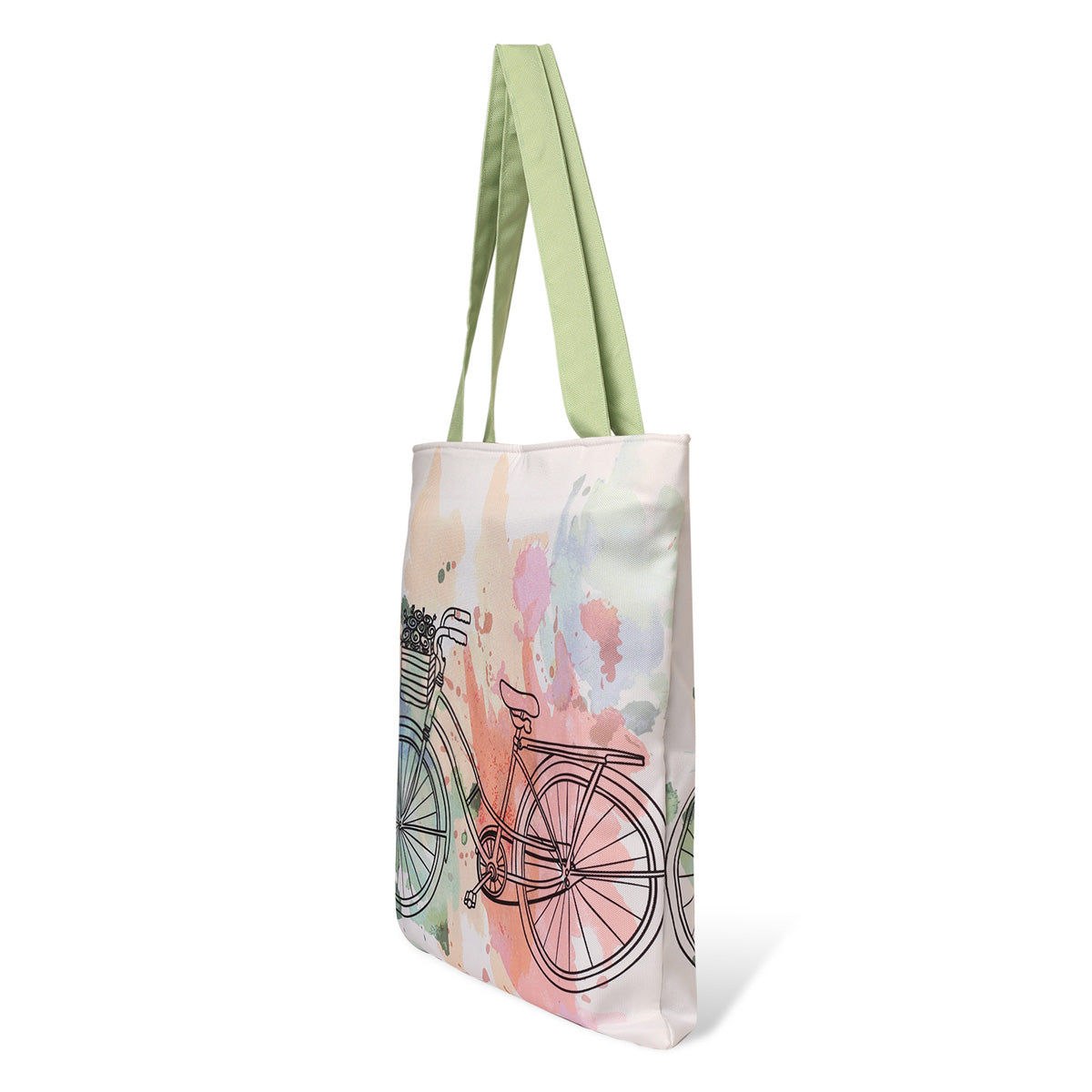 Tote bag with cute cycle print side view