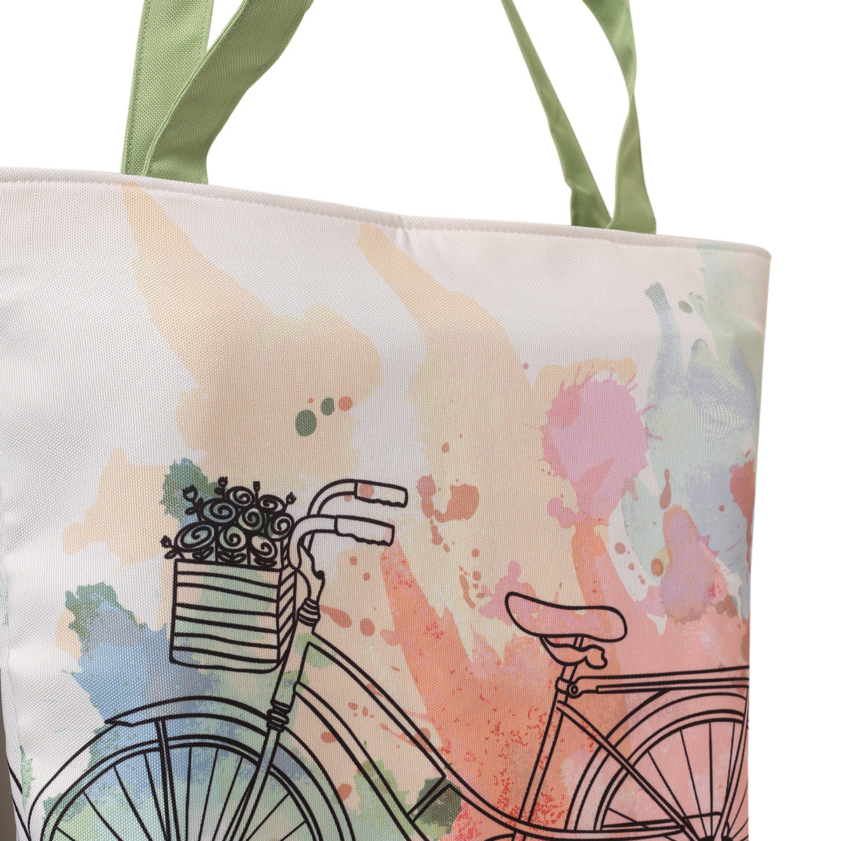 Tote bag with cute cycle print zoom shot view