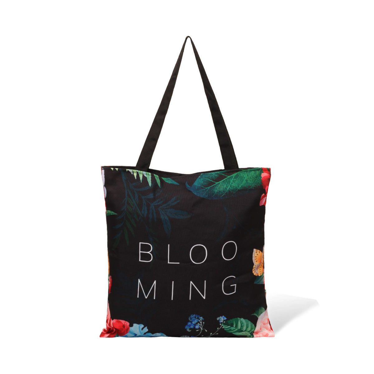 Vibrant tote bag adorned with blooming flowers, ideal for a stylish and nature-inspired look.